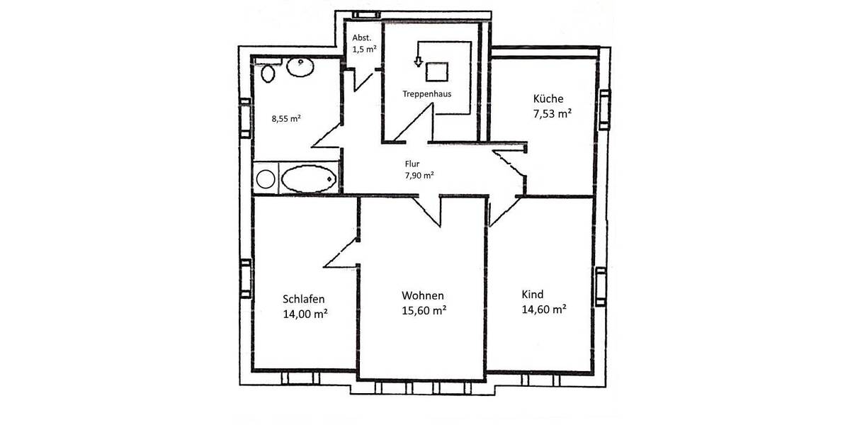 Etagenwohnung Rabenau - 3 Zimmer, 70 m&sup2;, 560&euro; | Angebot:26187414