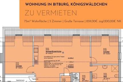 Wohnung Bitburg - 3 Zimmer, 75 m&sup2;, 1.050&euro; | Angebot:24980247