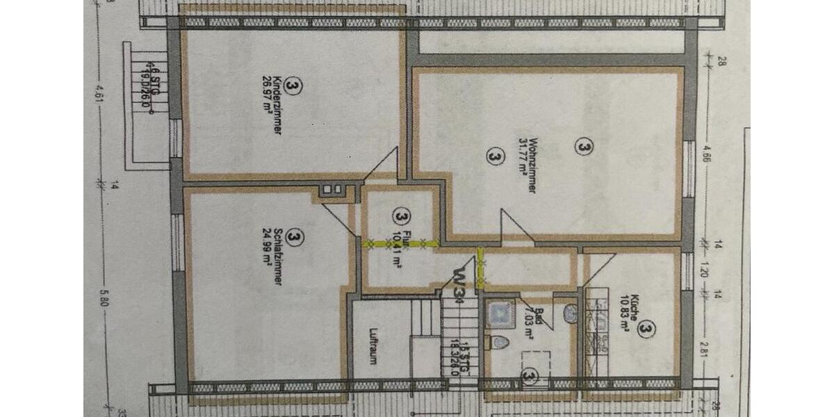 Dachgeschoßwohnung Bayreuth Meyernberg - 3 Zimmer, 89 m&sup2;, 1.020&euro; | Angebot:25292428