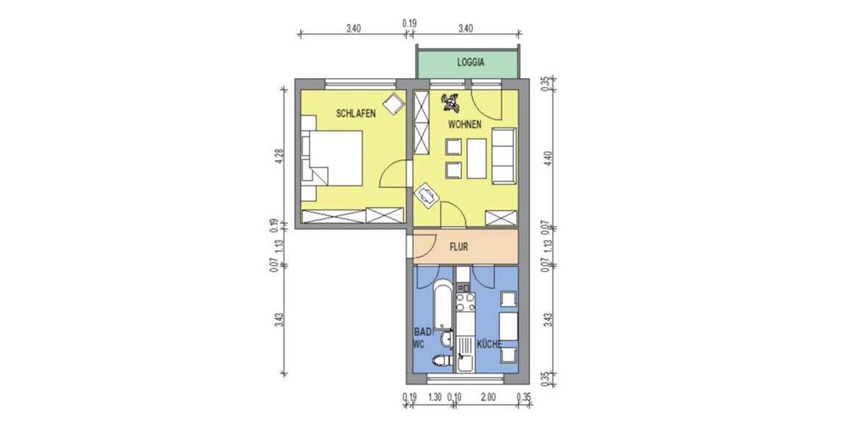 Etagenwohnung Ebersbach-Neugersdorf Neugersdorf - 2 Zimmer, 46 m&sup2;, 255&euro; | Angebot:26564878