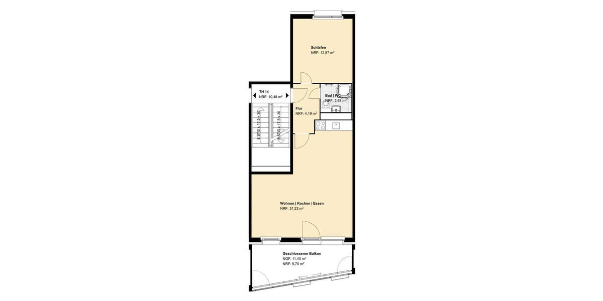 Etagenwohnung Nordhausen - 2 Zimmer, 57 m&sup2;, 551&euro; | Angebot:26457852