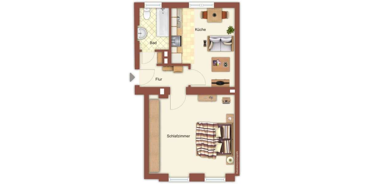 Etagenwohnung Mönchengladbach Hardterbroich-Pesch - 1 Zimmer, 41 m&sup2;, 389&euro; | Angebot:27286467