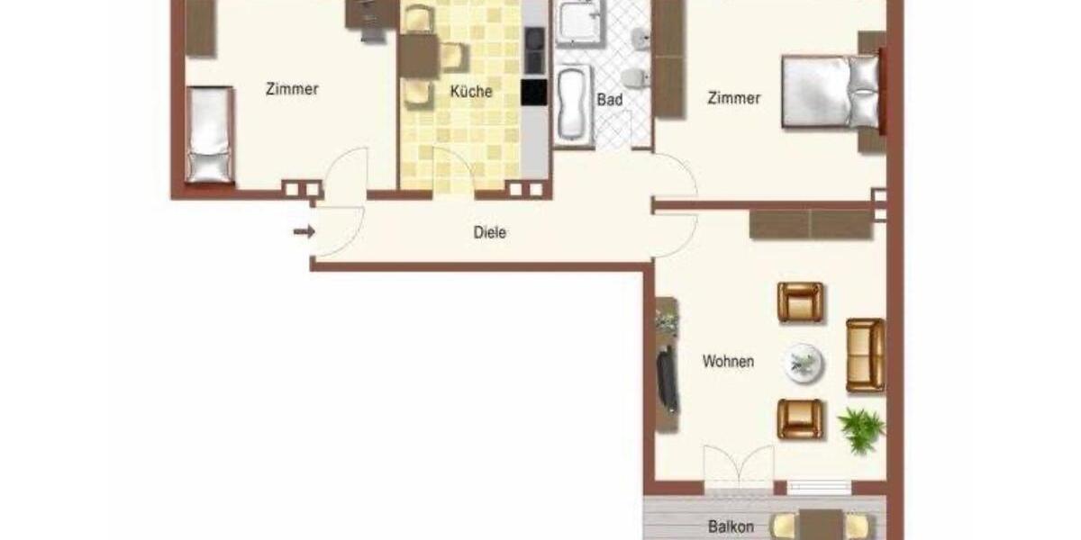 Zentral gelegene 3-Zimmer-Wohnung mit Süd-Balkon 3 zimmer