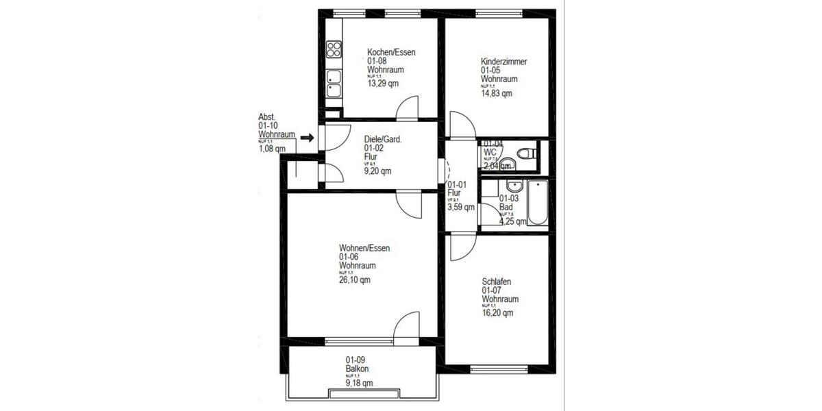 Kernsanierte 3,5 Zimmer Wohnung in Denzlingen ab 1.1.26 3 zimmer