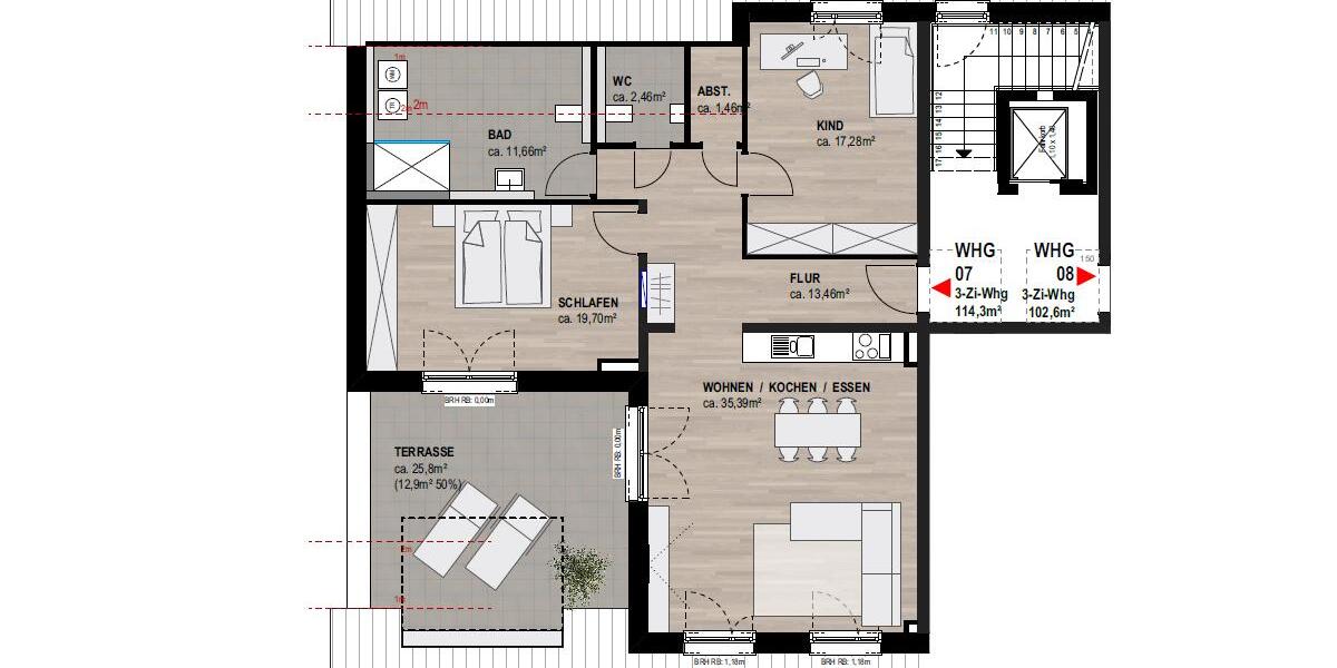 Dachgeschoßwohnung Neustadt an der Weinstraße Diedesfeld - 3 Zimmer, 114 m&sup2;, 2.172&euro; | Angebot:24649996