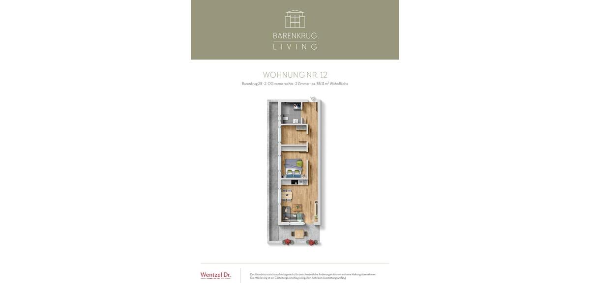 Dachgeschoßwohnung Hamburg Wandsbek - 2 Zimmer, 55 m&sup2;, 1.101&euro; | Angebot:26005677