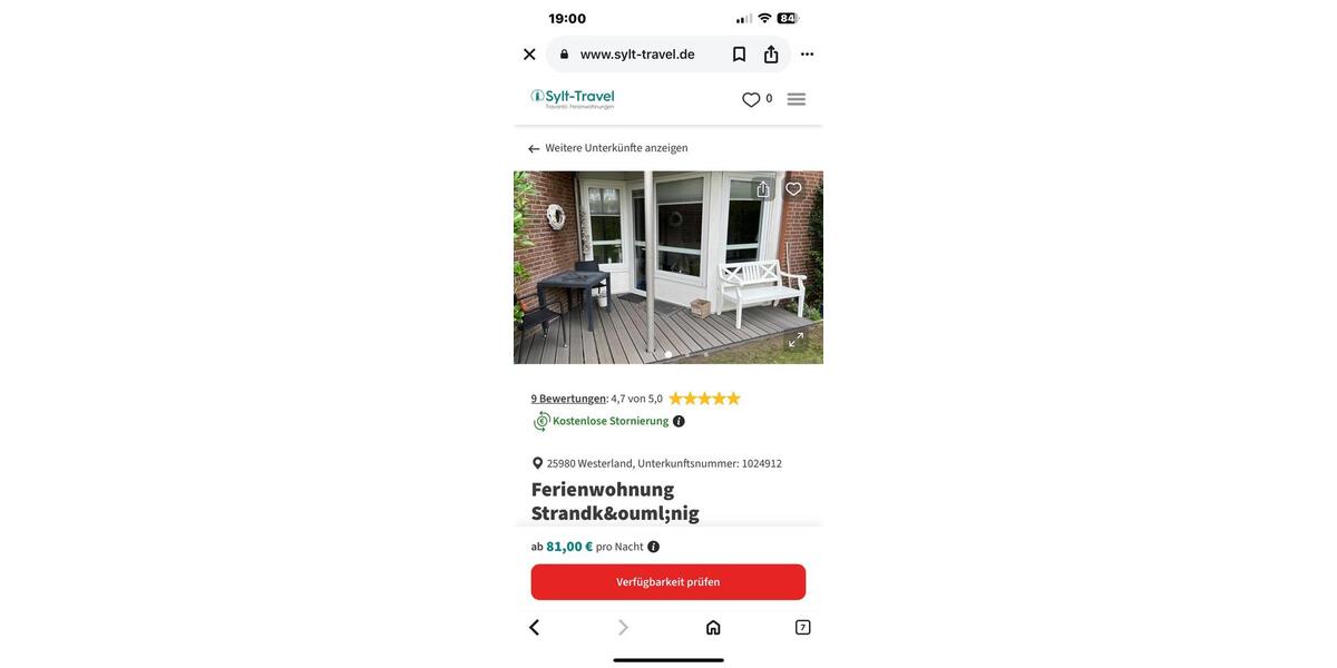 1 Zi Appartement in Westerland. Sylt zu vermieten 1 zimmer