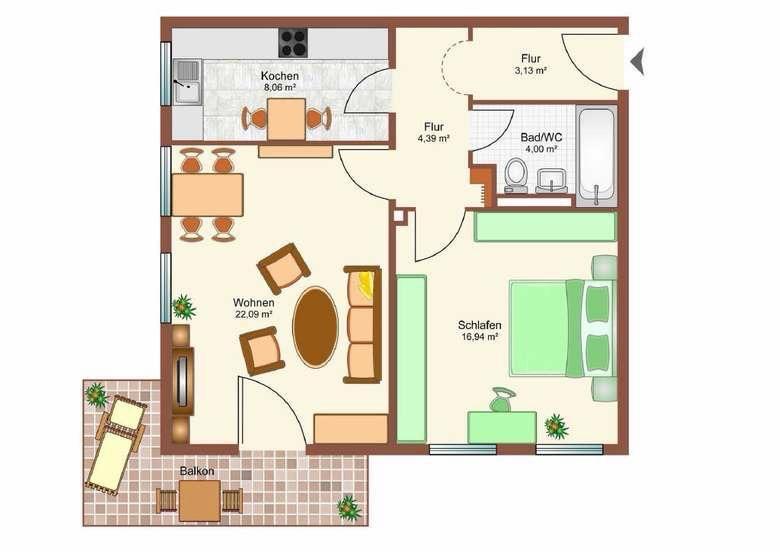 Hochparterre Bad Reichenhall - 2 Zimmer, 60 m&sup2;, 1.200&euro; | Angebot:26678791