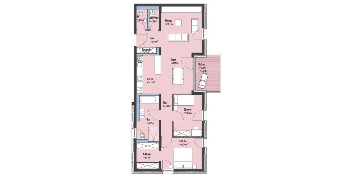 Etagenwohnung Kaiserslautern Innenstadt - 3 Zimmer, 95 m&sup2;, 1.200&euro; | Angebot:24581238