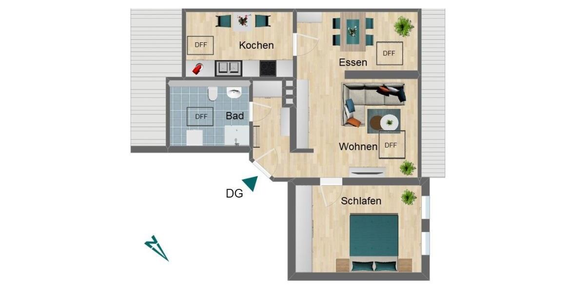 Dachgeschoßwohnung Pößneck - 2 Zimmer, 51 m&sup2;, 300&euro; | Angebot:25965215