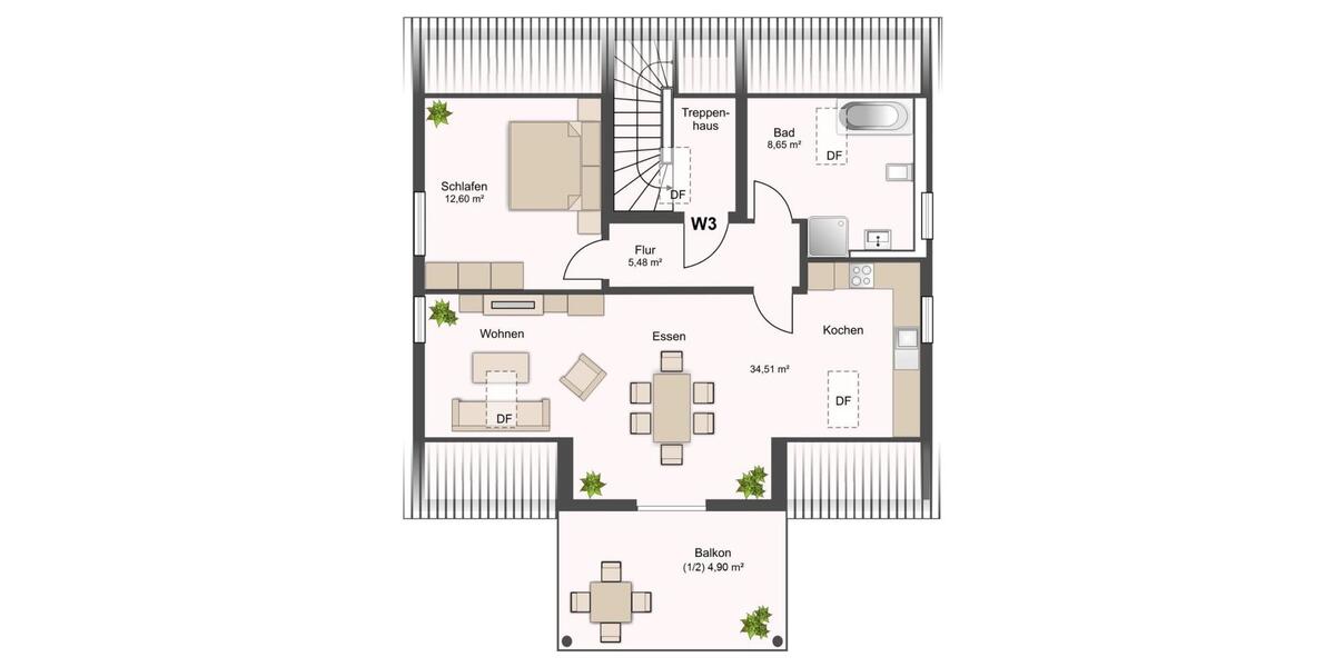 Dachgeschoßwohnung Ingolstadt - 2 Zimmer, 67 m&sup2;, 930&euro; | Angebot:26678759