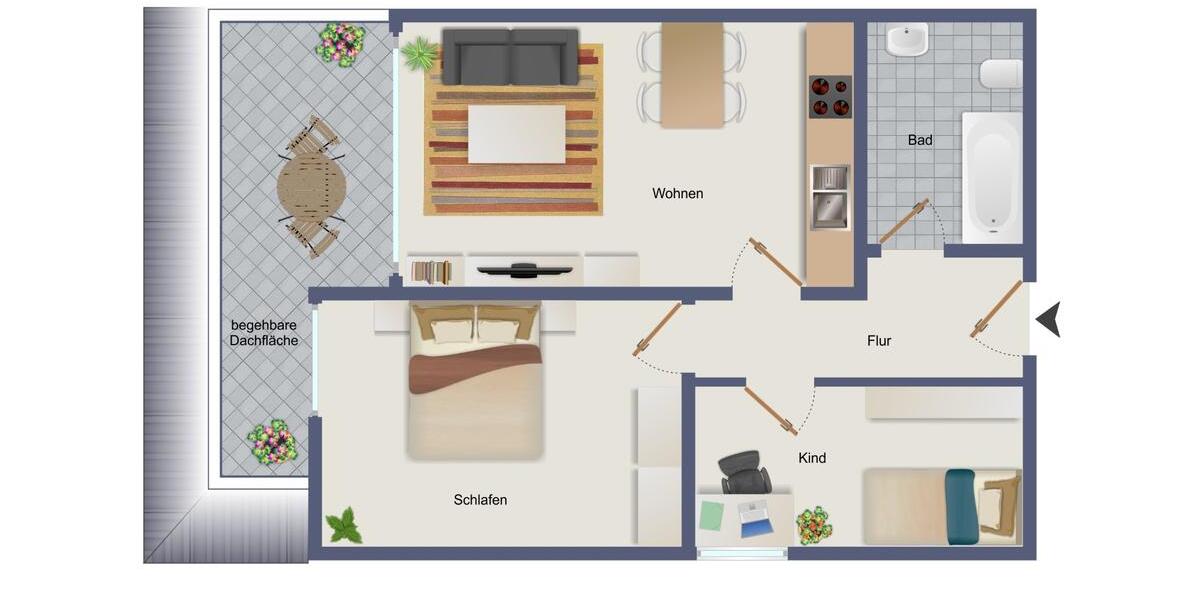 Etagenwohnung Lüneburg Ebensberg - 3 Zimmer, 63 m&sup2;, 850&euro; | Angebot:24963104