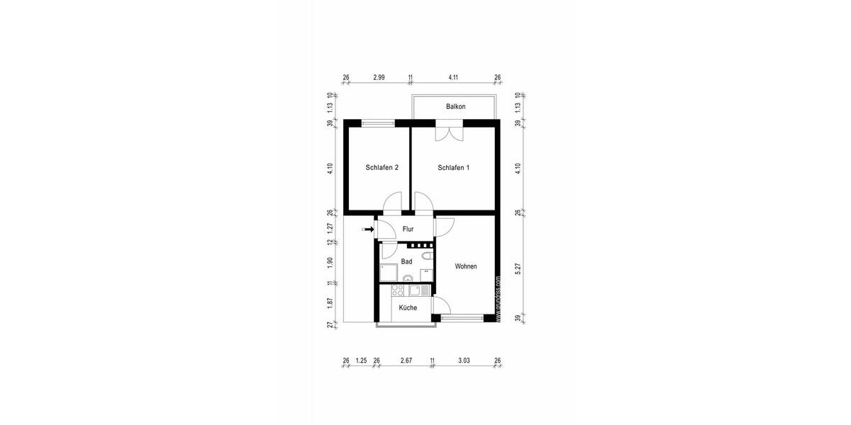 Etagenwohnung Magdeburg Brückfeld - 3 Zimmer, 59 m&sup2;, 484&euro; | Angebot:26276169