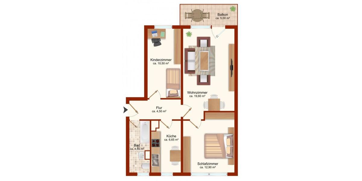 Etagenwohnung Bad Dürrenberg - 3 Zimmer, 60 m&sup2;, 362&euro; | Angebot:24876442