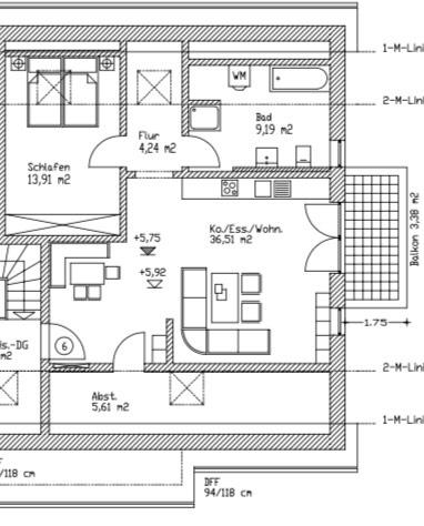Dachgeschoßwohnung Bodenwöhr - 2 Zimmer, 72 m&sup2;, 648&euro; | Angebot:26614902
