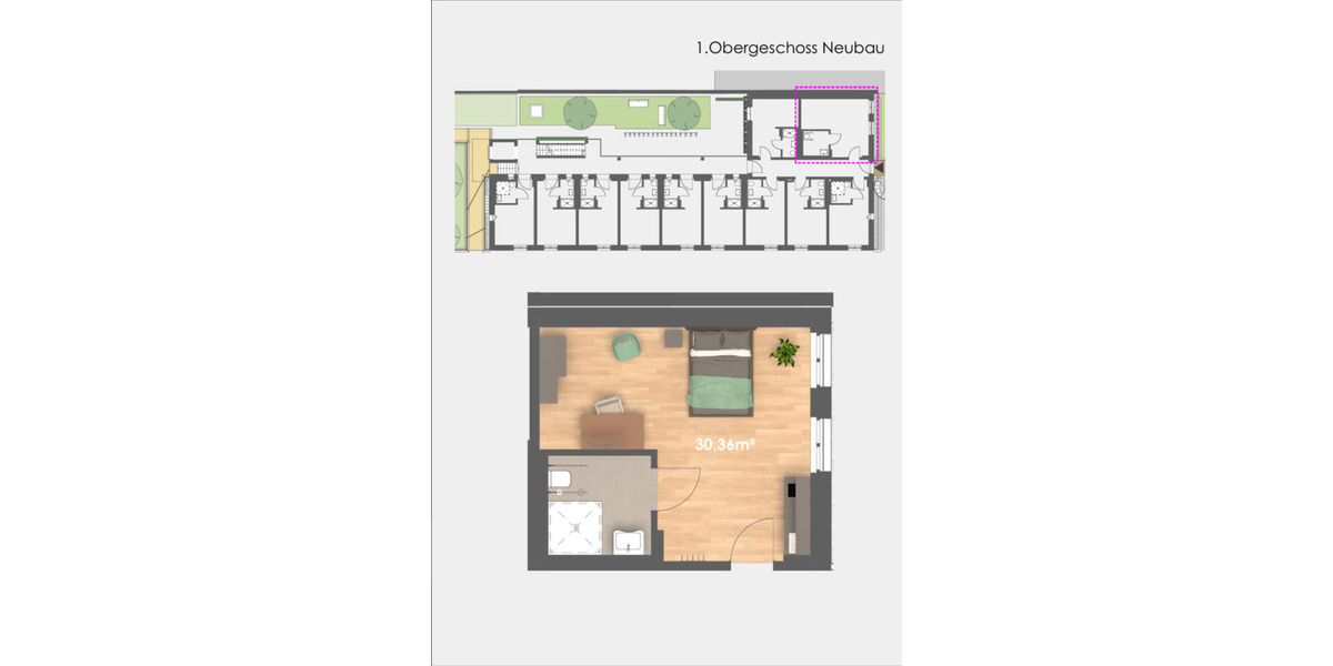 Etagenwohnung Fulda - 1 Zimmer, 21 m&sup2;, 570&euro; | Angebot:24659634