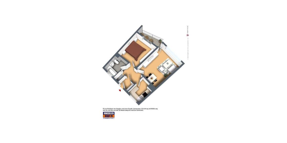 Etagenwohnung Remscheid Lüttringhausen - 2 Zimmer, 51 m&sup2;, 449&euro; | Angebot:26042957