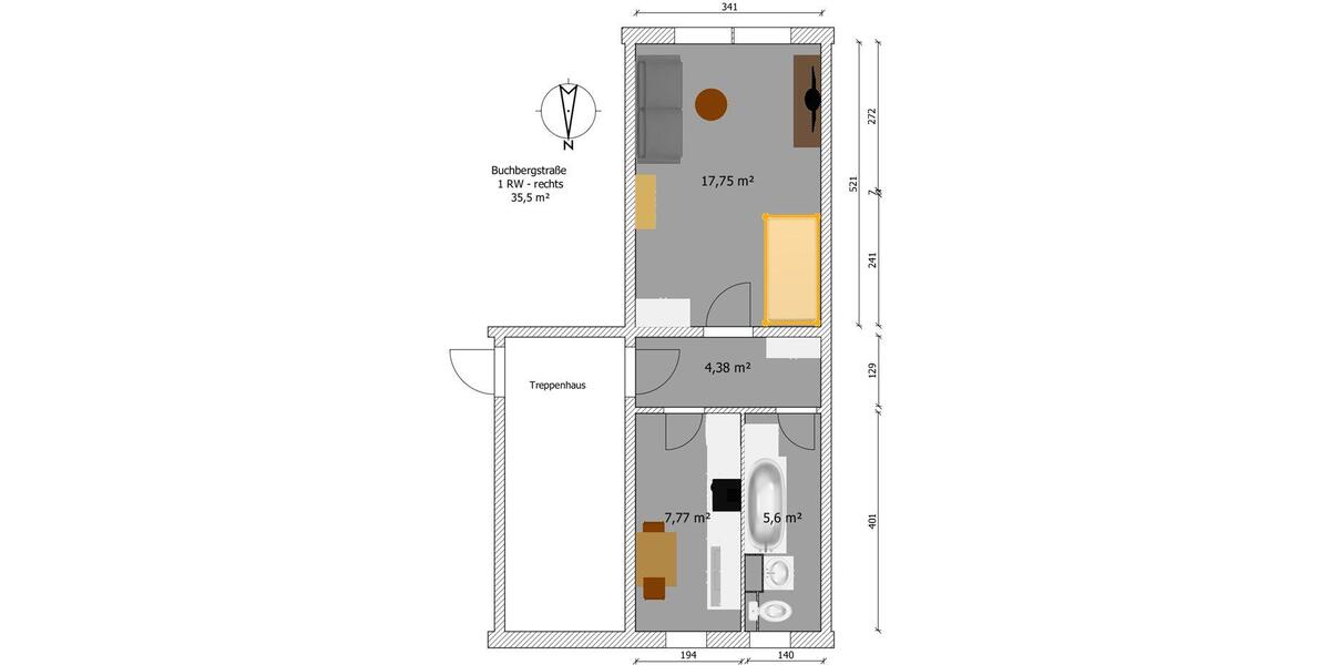 Hochparterre Großschönau - 1 Zimmer, 36 m&sup2;, 205&euro; | Angebot:25976333