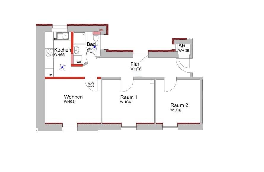 Etagenwohnung Offenbach am Main Buchrain - 3 Zimmer, 55 m&sup2;, 1.500&euro; | Angebot:25647151
