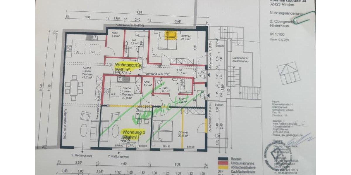 Etagenwohnung Minden - 2 Zimmer, 74 m&sup2;, 765&euro; | Angebot:26446423