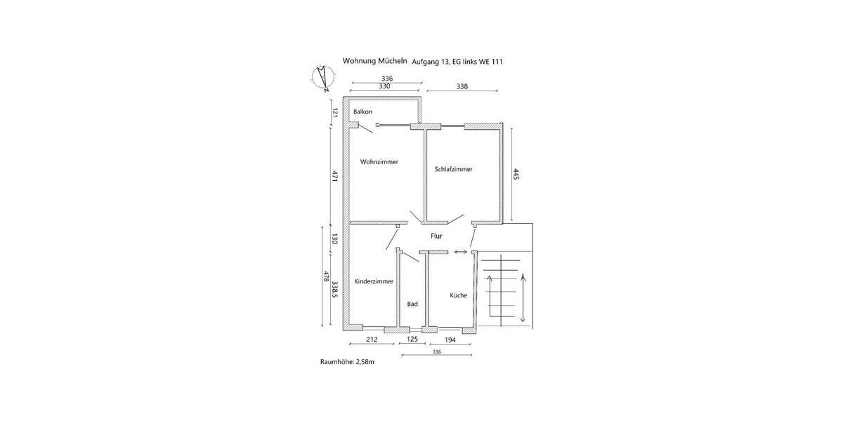 Erdgeschoßwohnung Mücheln (Geiseltal) - 3 Zimmer, 59 m&sup2;, 350&euro; | Angebot:26300196