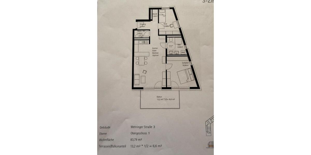Etagenwohnung Burghausen - 3 Zimmer, 84 m&sup2;, 1.150&euro; | Angebot:25932577