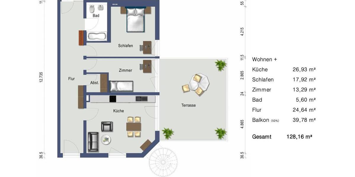 Etagenwohnung Mannheim Innenstadt - 3 Zimmer, 128 m&sup2;, 1.700&euro; | Angebot:24574910