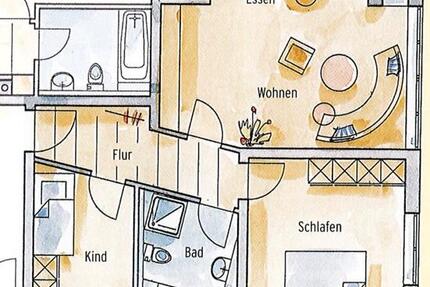 Wohnung Langenau - 3 Zimmer, 77 m&sup2;, 1.100&euro; | Angebot:26022107