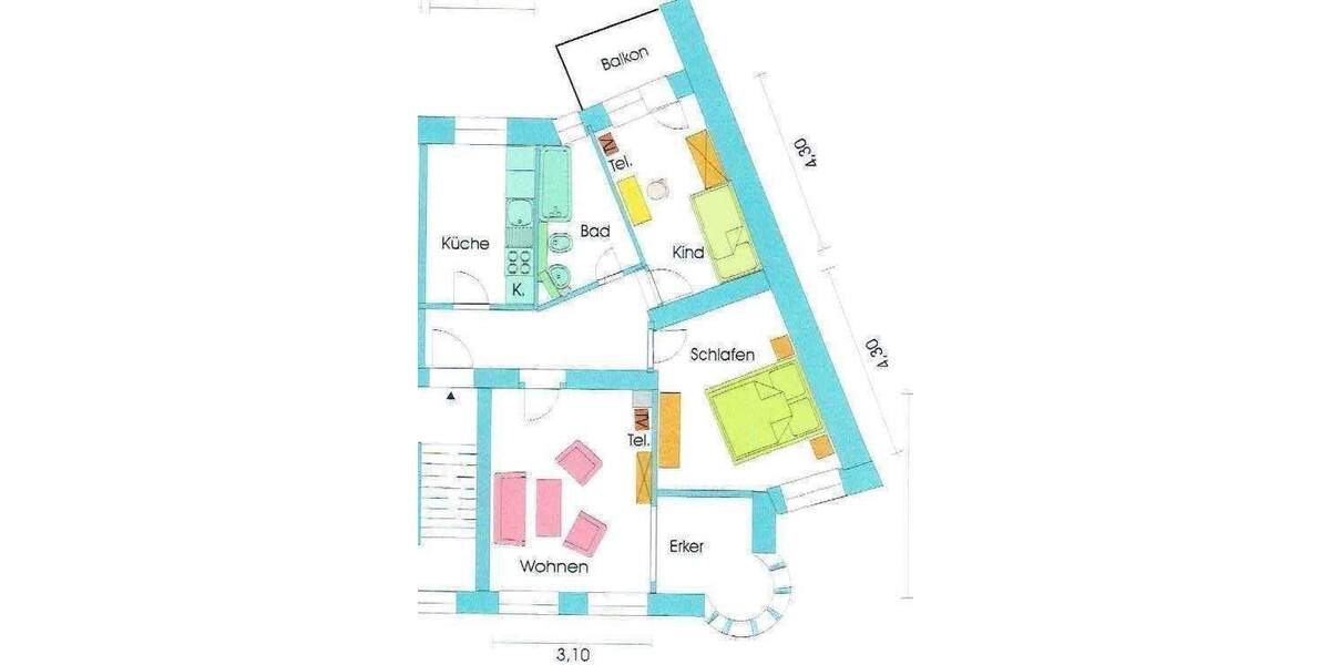 Etagenwohnung Plauen Stadtmitte - 3 Zimmer, 68 m&sup2;, 375&euro; | Angebot:26486458
