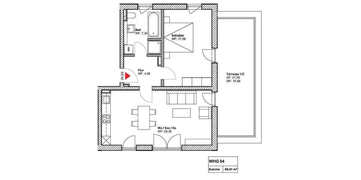 Etagenwohnung Regensburg Konradsiedlung-Wutzlhofen - 2 Zimmer, 68 m&sup2;, 996&euro; | Angebot:26107993