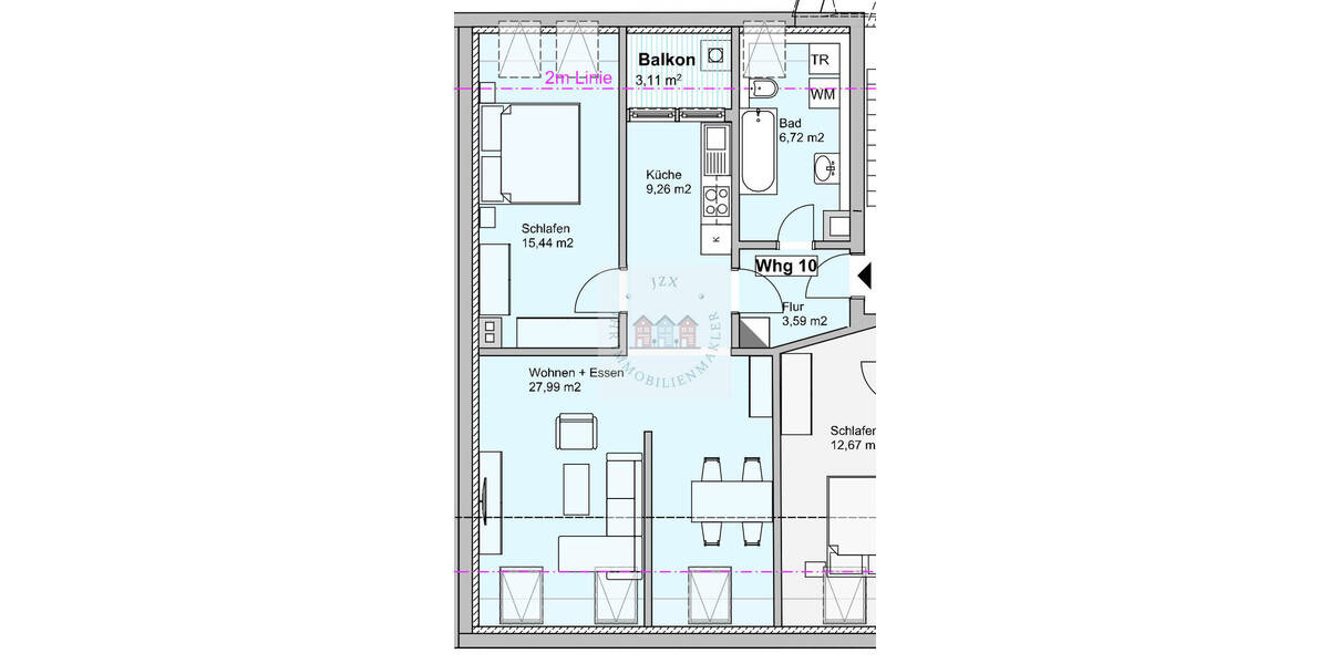 Etagenwohnung Leipzig Wahren - 2 Zimmer, 66 m&sup2;, 667&euro; | Angebot:26758908