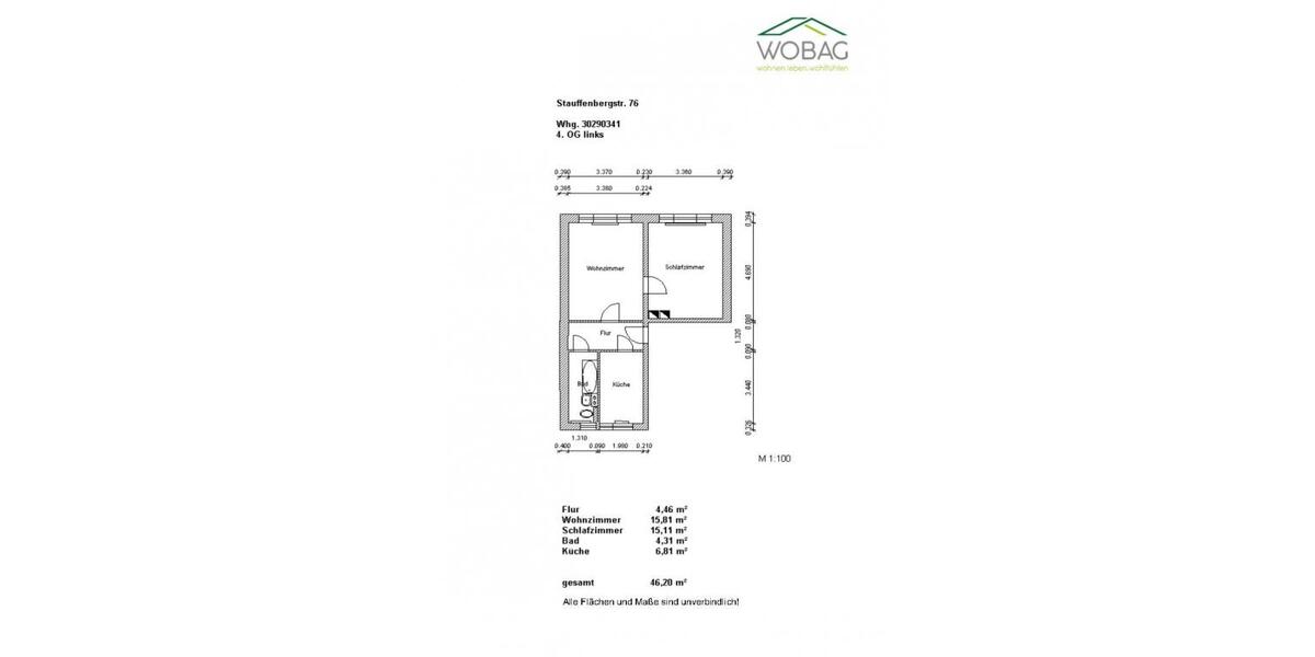 Etagenwohnung Saalfeld (Saale) - 2 Zimmer, 47 m&sup2;, 266&euro; | Angebot:26476629