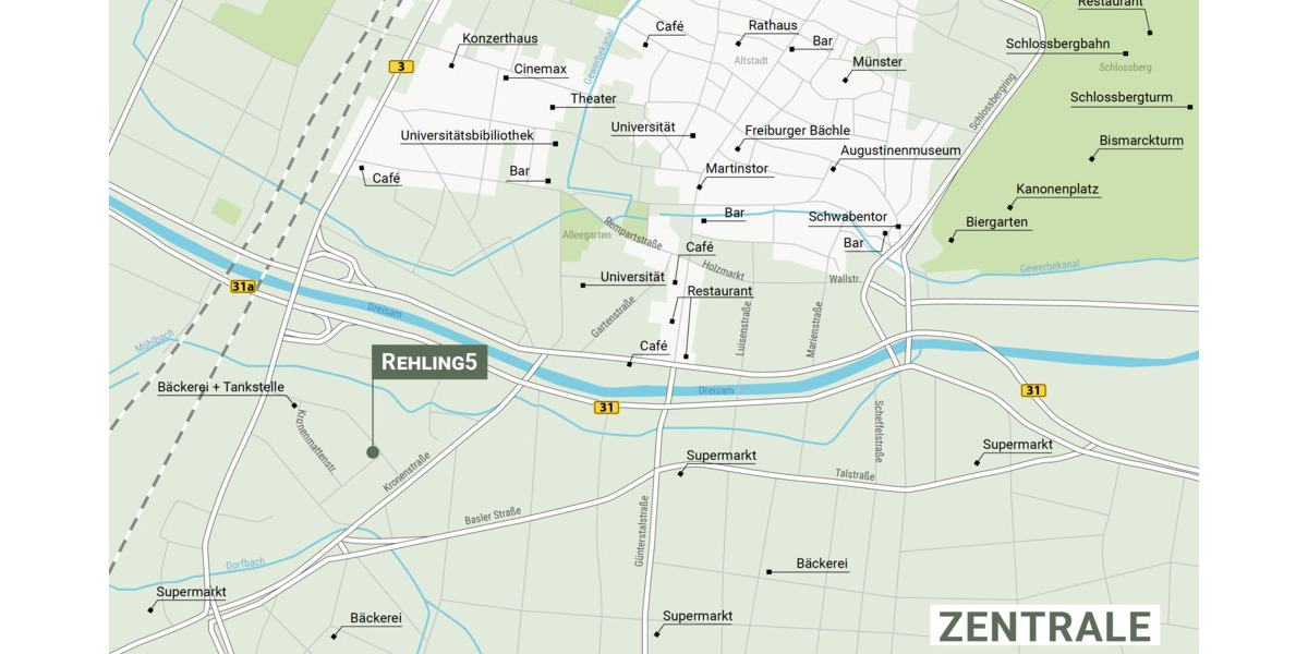 Etagenwohnung Freiburg im Breisgau Wiehre - 2 Zimmer, 51 m&sup2;, 1.450&euro; | Angebot:25738662