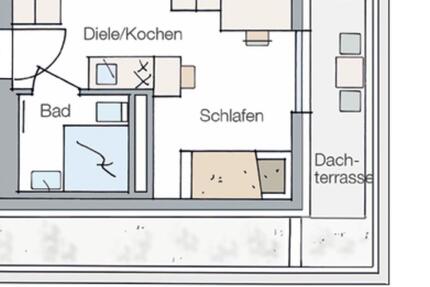 1 Zimmer Appartement mit Balkon. Penthouse 21qm. Zentrum