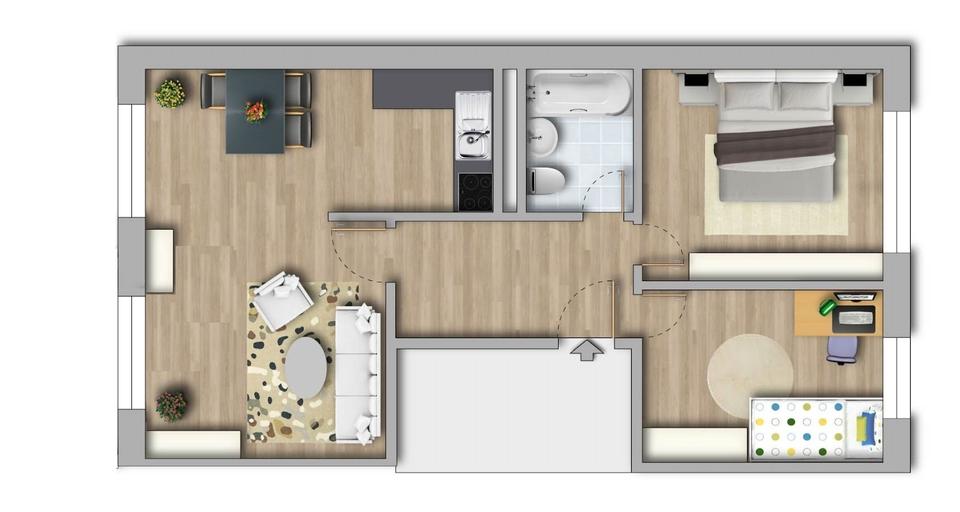 Etagenwohnung Dessau-Roßlau Roßlau - 3 Zimmer, 56 m&sup2;, 368&euro; | Angebot:26635040