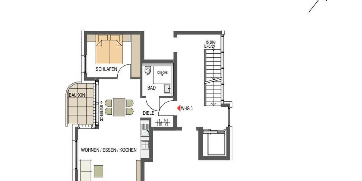 Etagenwohnung Gerlingen - 2 Zimmer, 51 m&sup2;, 985&euro; | Angebot:26791170