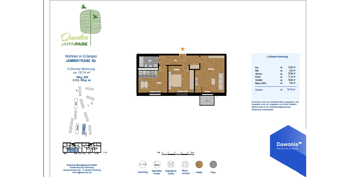 Etagenwohnung Erlangen Anger - 2 Zimmer, 76 m&sup2;, 1.220&euro; | Angebot:25845826