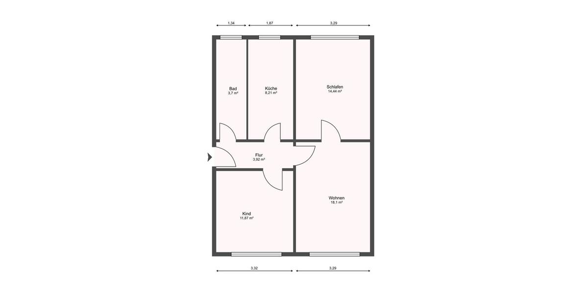 Etagenwohnung Dorf Mecklenburg - 3 Zimmer, 59 m&sup2;, 500&euro; | Angebot:23773412