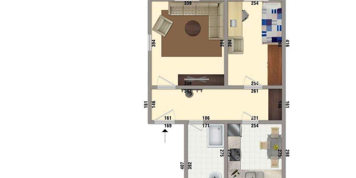 Etagenwohnung Nordhausen - 2 Zimmer, 52 m&sup2;, 287&euro; | Angebot:25694886