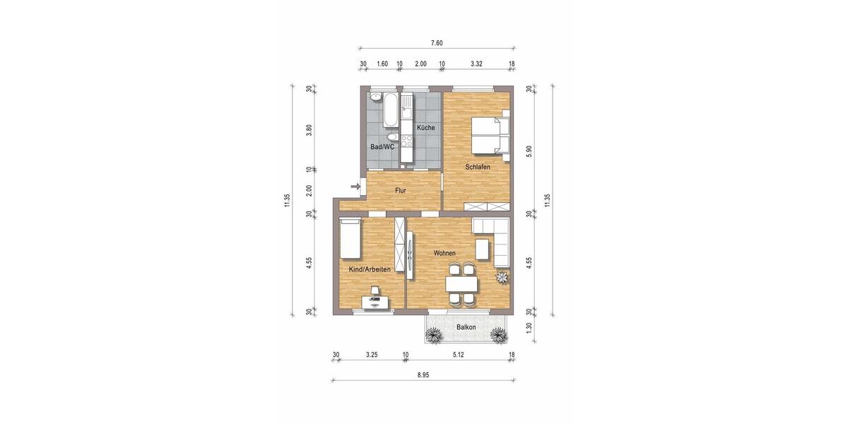 Etagenwohnung Mainz Oberstadt - 3 Zimmer, 79 m&sup2;, 860&euro; | Angebot:26006103