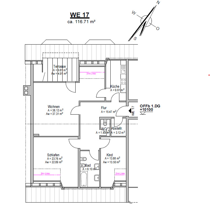große Dachgeschoßwohnung mit Ausblick