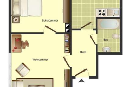 Wohnung Unna - 2 Zimmer, 41 m&sup2;, 369&euro; | Angebot:27250681