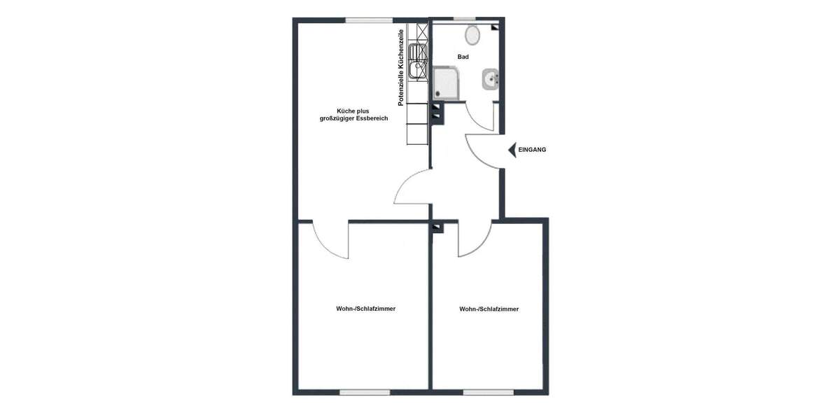 Etagenwohnung Düsseldorf Hassels - 2 Zimmer, 49 m&sup2;, 646&euro; | Angebot:25166485