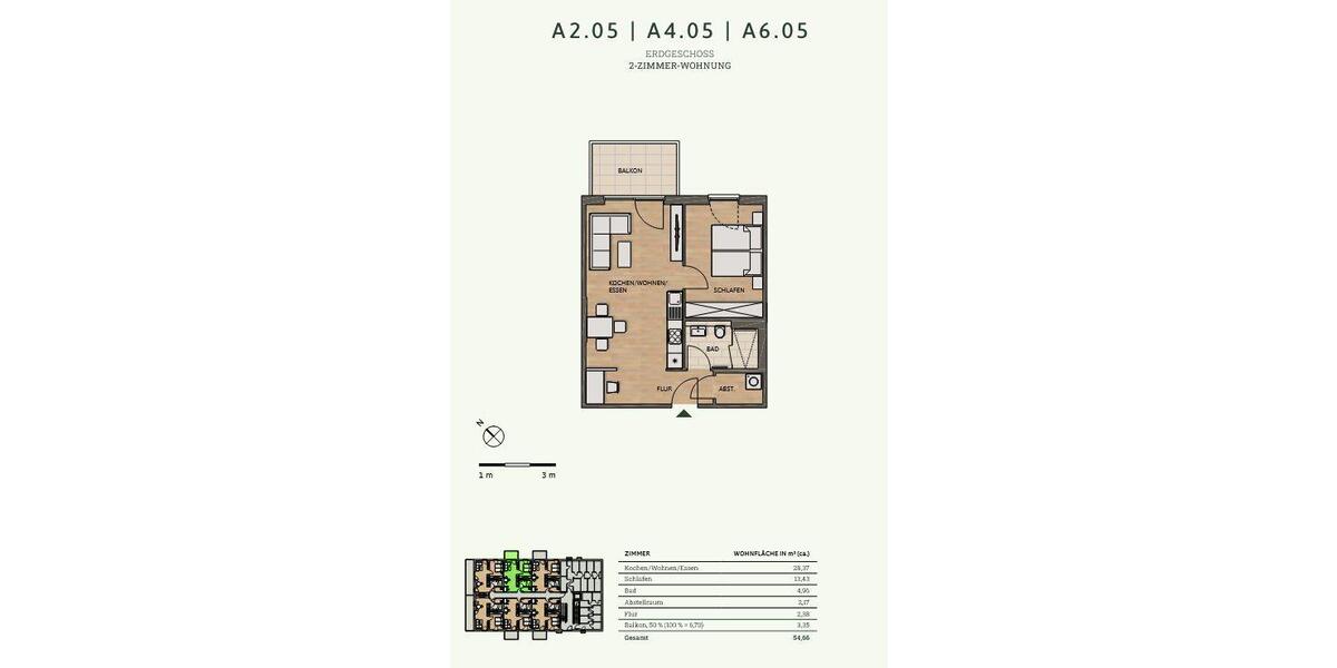 Etagenwohnung Bad Kreuznach Bad Münster am Stein-Ebernburg - 2 Zimmer, 55 m&sup2;, 766&euro; | Angebot:25959944