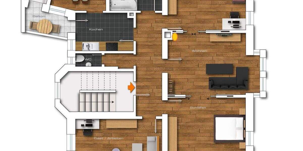 Etagenwohnung Nürnberg Gostenhof - 4 Zimmer, 136 m&sup2;, 1.890&euro; | Angebot:25745650