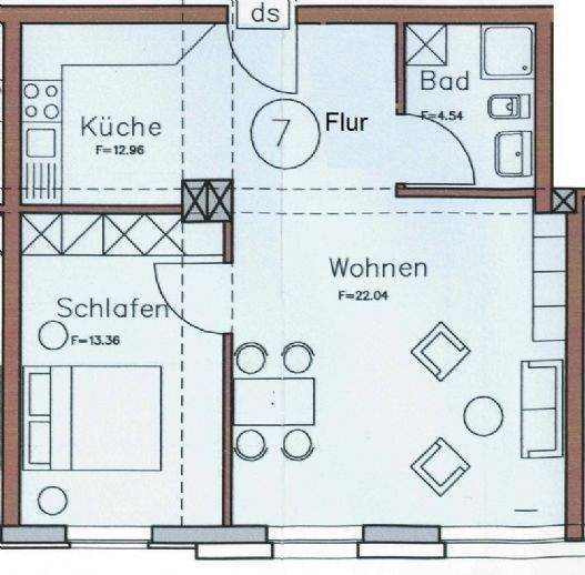 Etagenwohnung Stralsund Altstadt - 2 Zimmer, 54 m&sup2;, 520&euro; | Angebot:25863425