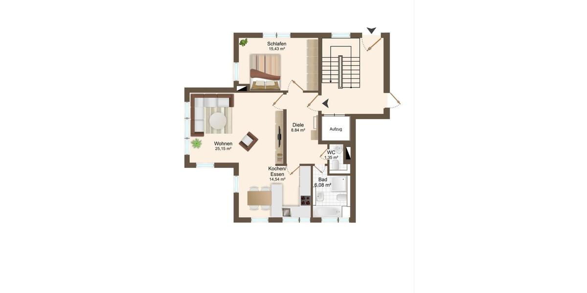 Erdgeschoßwohnung Wuppertal Gemarkung Ronsdorf - 2 Zimmer, 77 m&sup2;, 980&euro; | Angebot:24678622