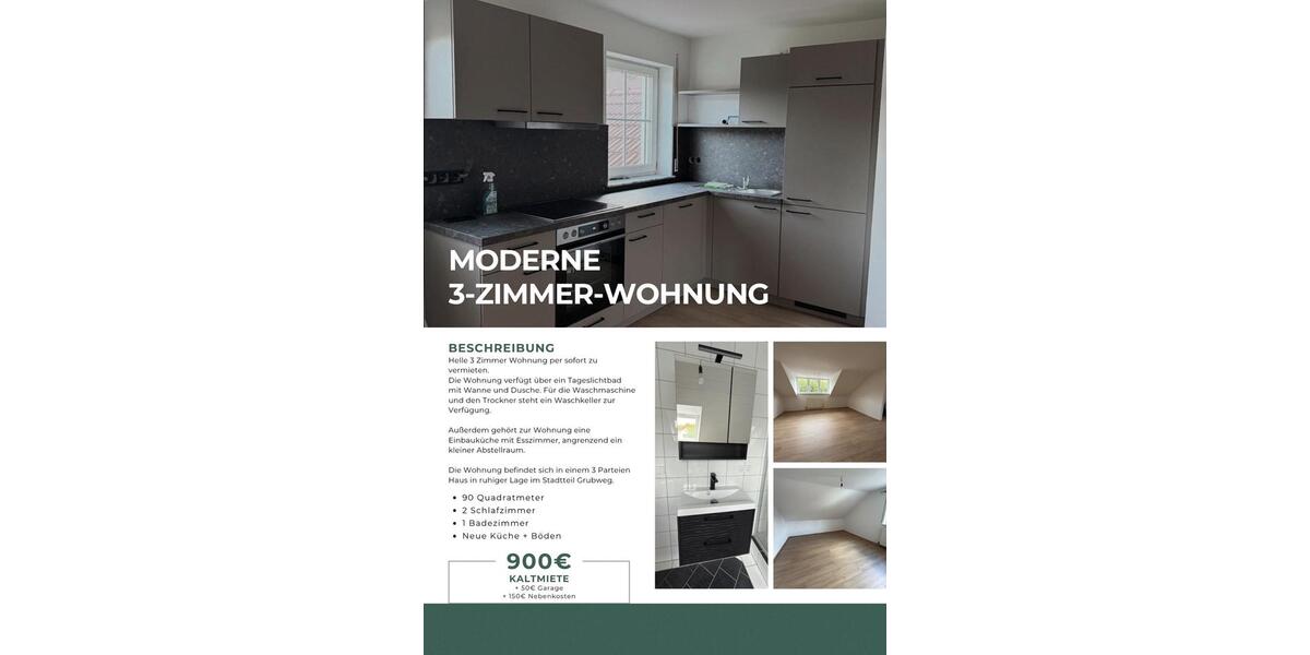 Dachgeschoßwohnung Passau Maierhof - 3 Zimmer, 90 m&sup2;, 900&euro; | Angebot:26537112