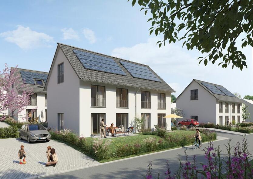 Neubau-Doppelhaushälfte mit Keller, 2 Stellplätzen und eigenem Garten