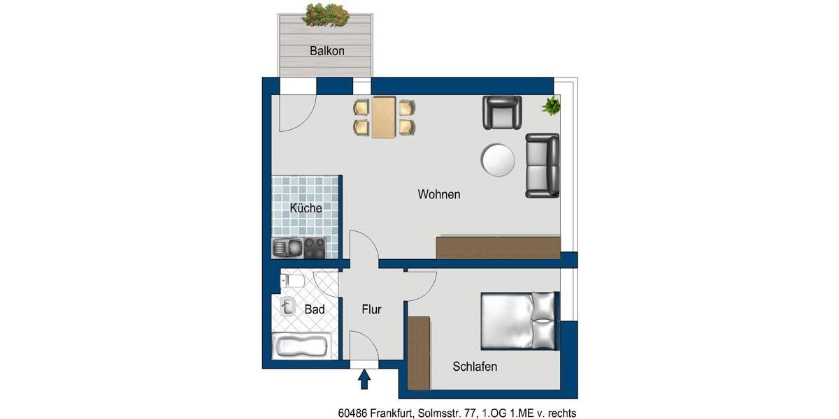 Etagenwohnung Frankfurt am Main Bockenheim - 2 Zimmer, 59 m&sup2;, 932&euro; | Angebot:26274444